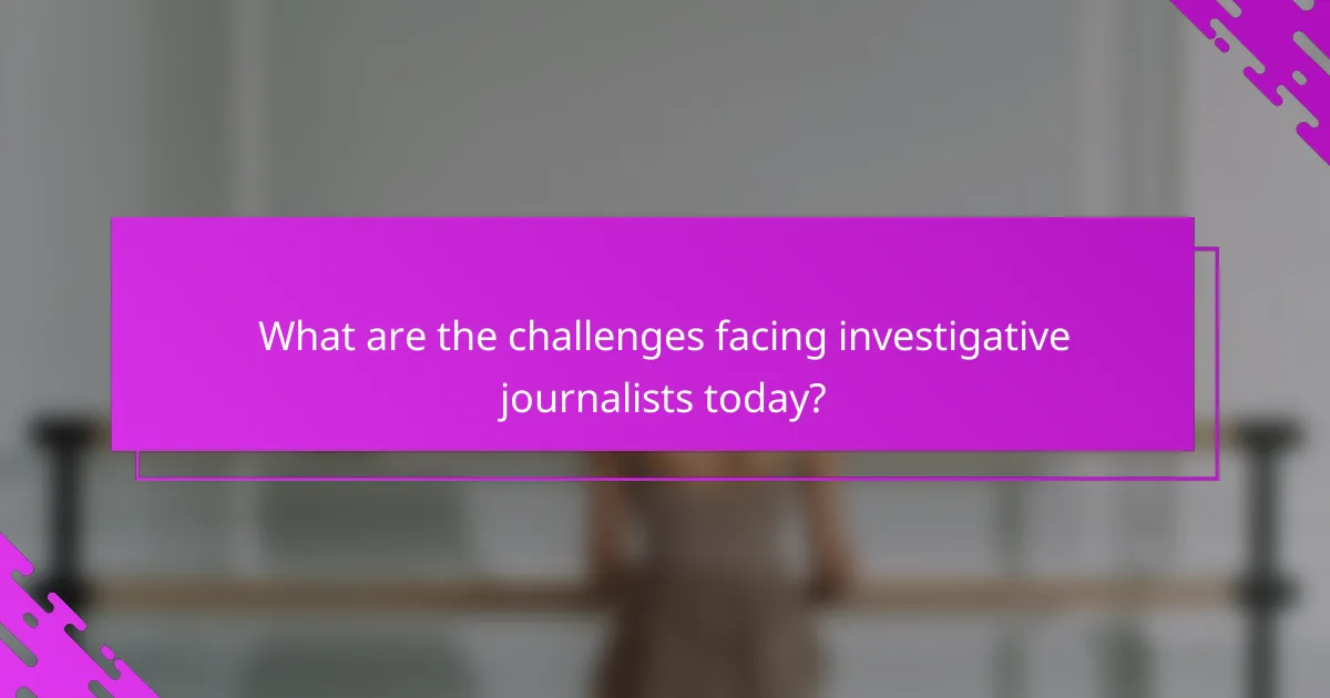 What are the challenges facing investigative journalists today?